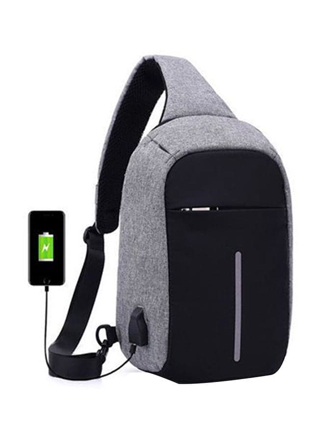 Grey and Black Multifunctional Digital Storage Chest Bag