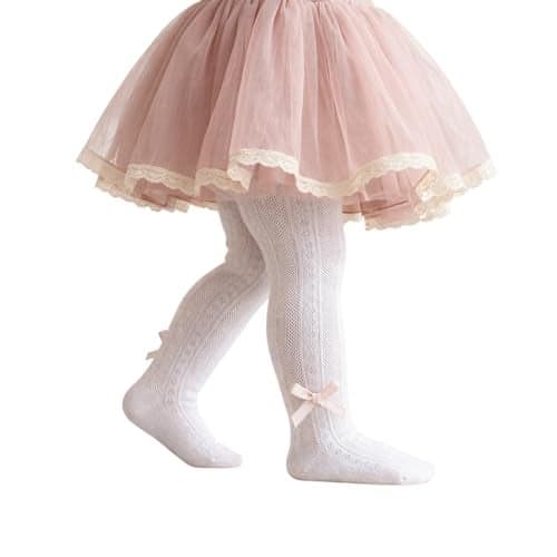 SYGA Baby Girls' Anti-Mosquito Cotton Thin Mesh Thigh High Stockings with Bow Design, Size M 6-12 Months(Pink)