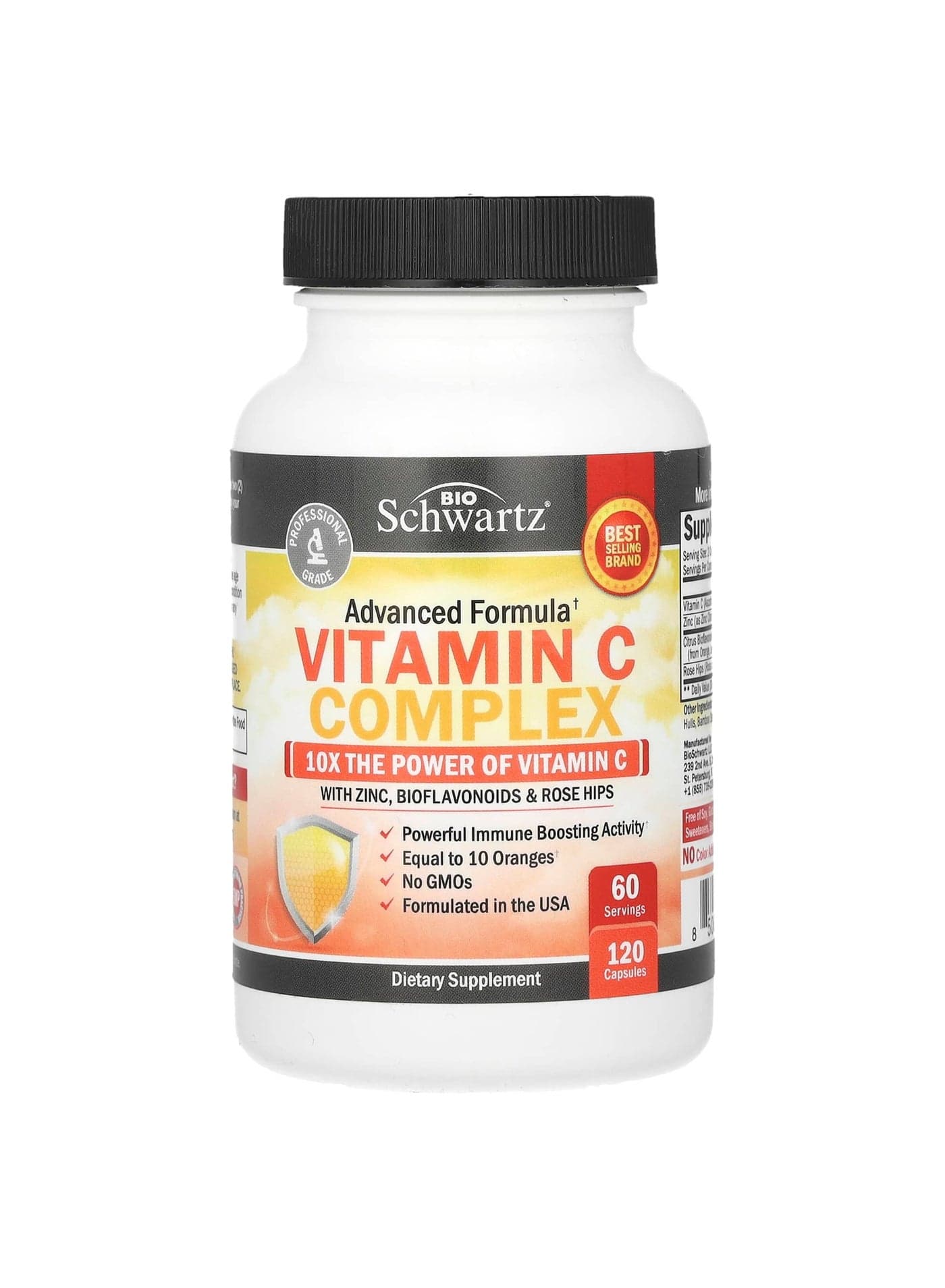 Vitamin C Complex with Zinc, Bioflavonoids & Rose Hips, 120 Capsules