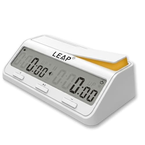 LEAP Chess Clock Digital Chess Timer Advanced for Board Game and Chess Timer with Large Screen Bonus Delay Count Down up Alarm Milk Wihite