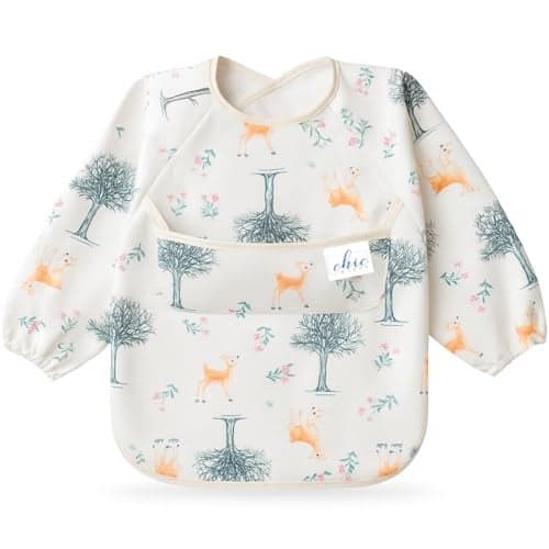 Chic Buddy Full Sleeves Bibs for Babies 6 – 24 Months – Waterproof Baby Apron Feeding Dress for 1 to 2 Year Old Kids, Easy Clean, Lightweight Material (unisex),jungle reflection print