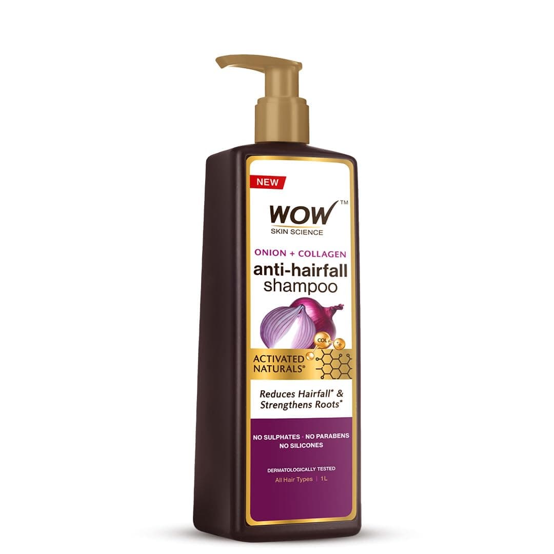 WOW Skin Science Onion Oil Shampoo with Red Onion Seed Oil Extract Black Seed Oil ProVitamin B5 Controls Hair fall Helps Strengthen Hair No Sulphate No Paraben For Men Women 1ltr