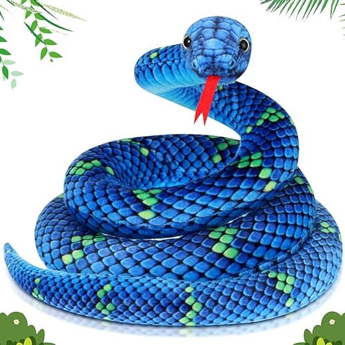 Hiboom Giant Snake Plush 71 Inch Large Stuffed Animal Realistic Stuffed Lifelike Snake for Easter Birthday Party Gifts Decoration Prank Props Teal