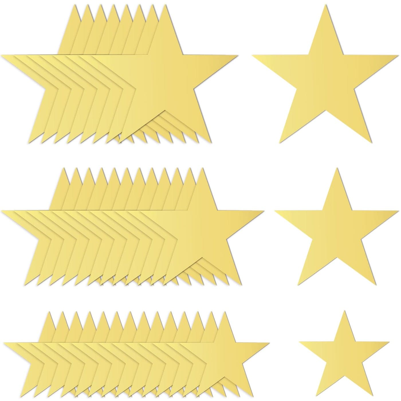 120 PCS Glitter Gold Five Star Cutouts Paper Star Cutouts Star Cutouts for Bulletin Board Stars Classroom Wall Party Decoration Supply 3 Sizes 31inch 47inch 62inch