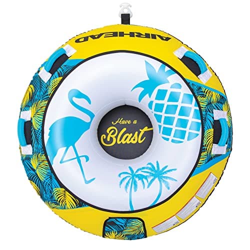 Airhead Blast Towable 1 Rider Tube for Boating and Water Sports, Kwik-Connect Tow, Double-Stitched Partial Nylon Cover and Speed Safety Valve for Easy Inflating and Deflating