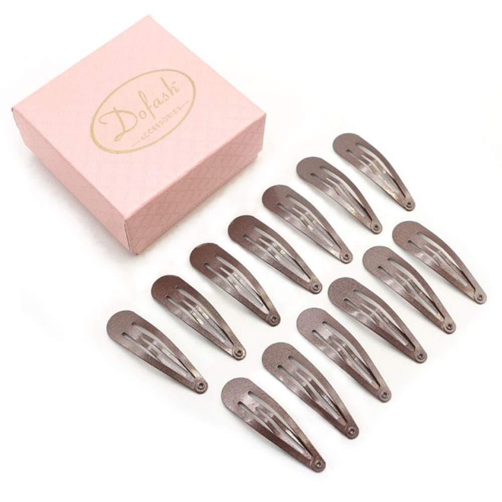 Dofash 20Pcs 5CM2IN Metal Brown Snap Hair Clips for Women Small Hair Clips for thick Hair Barrettes Hair Clups Hair Accessories for Women Brown