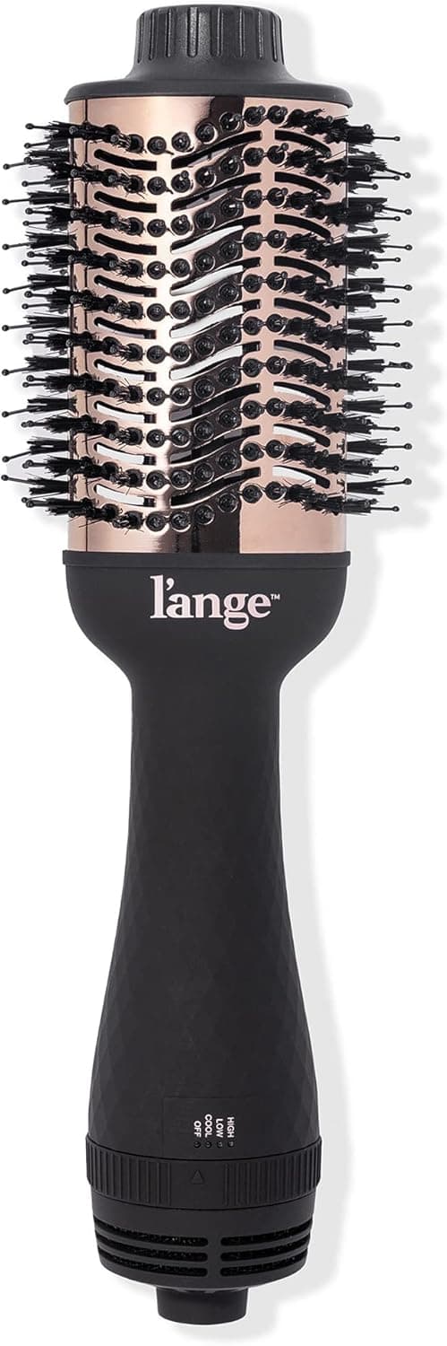 LANGE HAIR Le Volume 2in1 Titanium Blow Dryer Brush Hot Air Brush in One with Oval Barrel Hair Styler for Smooth FrizzFree Results for All Hair Types Black 75 mm