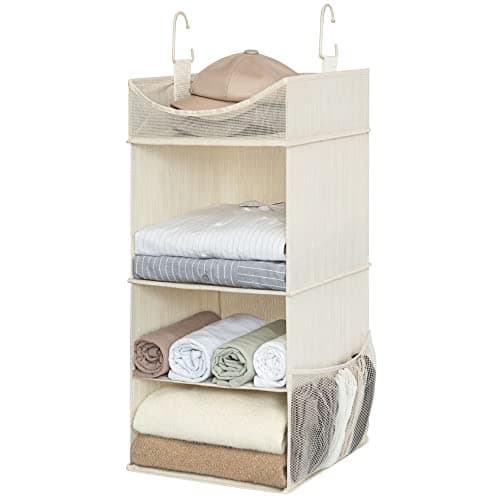 StorageWorks 3Shelf Hanging Closet Organizer Adjustable Hanging Closet Organizers and Storage 12 W x 12 D x 32H White Ivory
