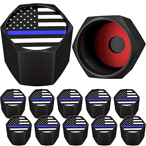 SAMIKIVA American Flag Tire Valve Stem Caps USA with O Rubber Ring Universal Stem Covers for Cars SUVs Bike Bicycle Trucks Motorcycles Airtight Heavy Duty 12 Pack Black Blue USA 12 Pack