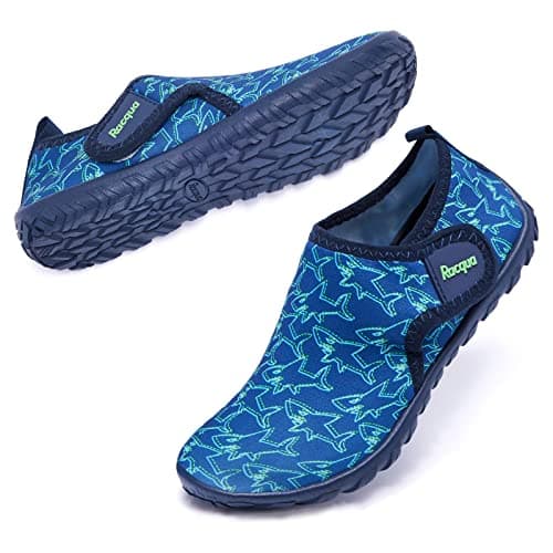 Racqua Boys Water Shoes Kids Swim Pool Lightweight Quick Dry Beach Sport Shoes Barefoot Walking Boating Surfing Aqua Shoes Little Kid Shark 13