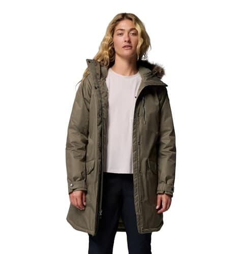 Columbia Womens Suttle Mountain Long Insulated Jacket, Stone Green, X-Small
