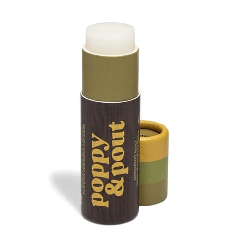 Poppy Pout Midnight Mint Jumbo Lip Balm All Natural Lip Balms Moisturizers Hydrates with Beeswax Vitamin E Organic Coconut Oil CrueltyFree Lip Balm in Recyclable Cardboard Tube