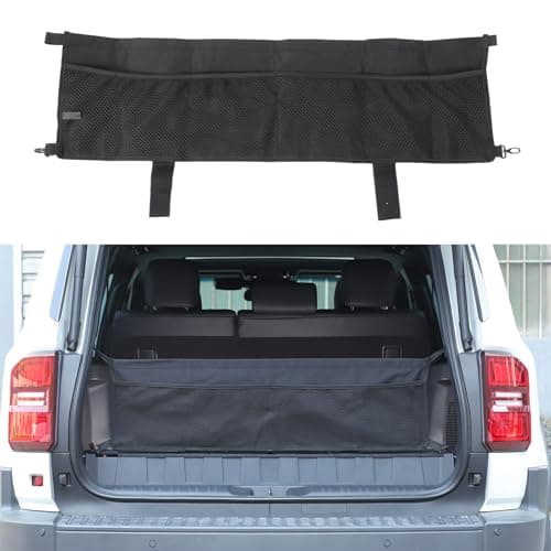 Heutamo Car Trunk Cargo Net Organizer Compatible with Toyota Land Cruiser 250 Prado J250 LC250 2024 2025 2026 Trunk Storage Mesh Stretchable 2 Layer Net Pocket Black 1pcs