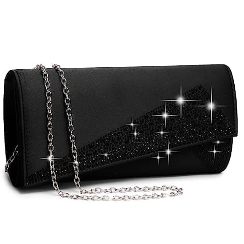 Dasein Women Rhinestone Evening Clutch Bags Formal Party Clutches Wedding Purses Cocktail Prom Clutches (Black)