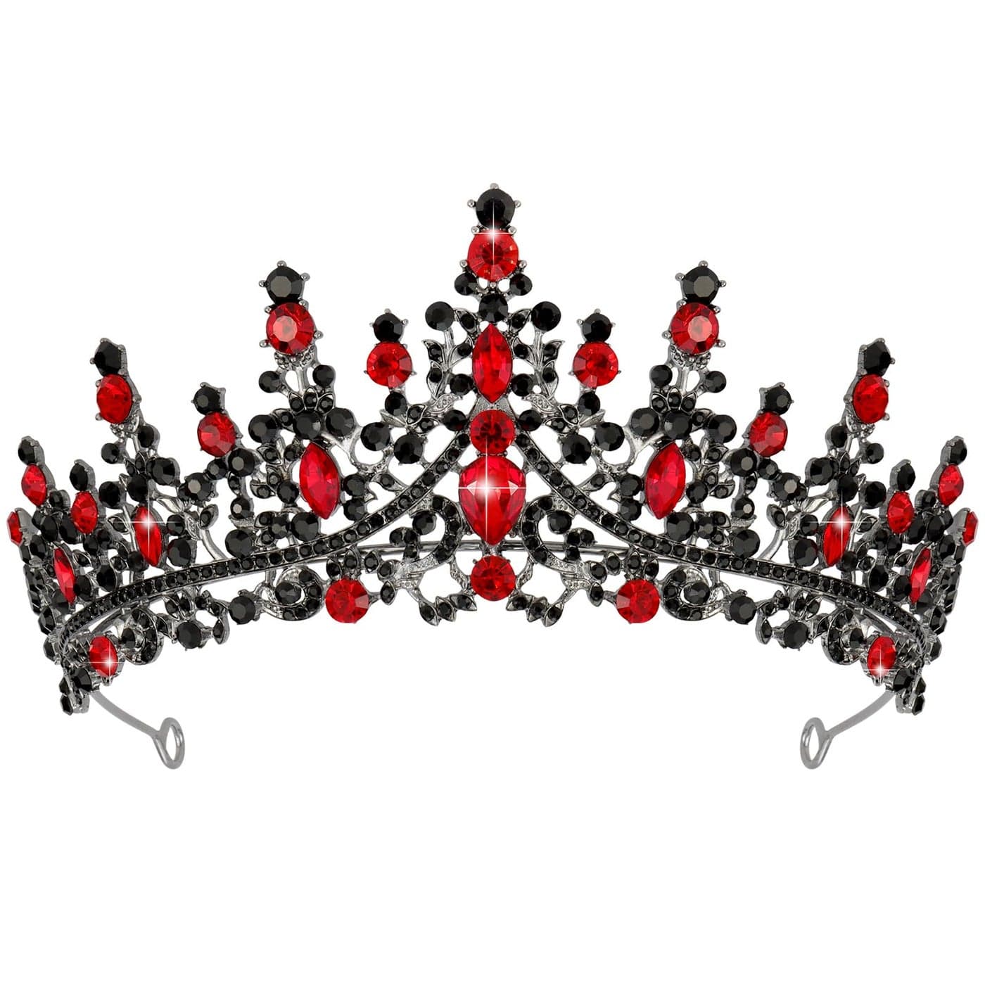 TOBATOBA Queen of Hearts Crown Royal Queen Crown Gothic Black Crown Red Crown Princess Tiaras Girls Baroque Crown Quinceanera Headpieces TOBATOBABEAUTY1117406