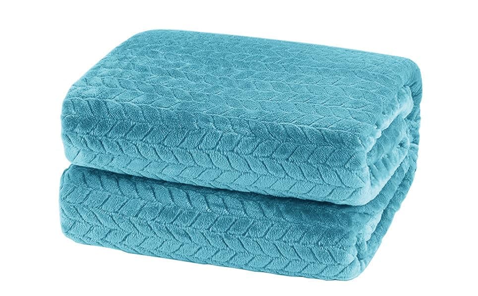 VAS COLLECTIONS® Premium Plush Double Blanket with Leaf Jacquard | 300 GSM Lightweight Cozy Soft for Bed, Sofa, Couch, Travel & Camping| 220x230 cm or 86x90 inches