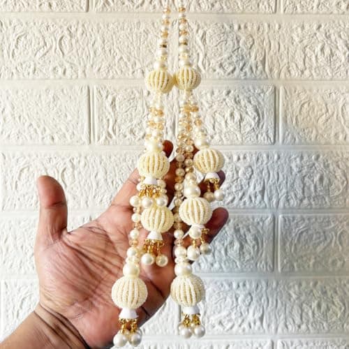 Adikala Craft Store Handmade Ethnic Cutdana Latkan Tassel Set of 2 for Saree Pallu, Blouse, Suits, Dupatta, Lehenga Decor, DIY Art & Crafts (Mix)