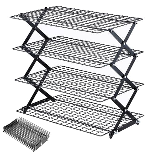 Pleafind 234Tier Collapsible Cooling Rack 3 Setting Design Adjustable Stackable Baking Rack 5 Modes Cooling Racks for Cooking and Baking Roasting Grilling Gifts for Picnic Party