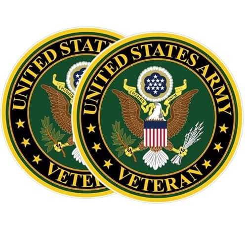 eDesign 2Pack United States Army Vetran Vinyl Sticker Decal 4 Inches Us Army Veteran Stickers for Car Truck Van Window Bumper Laptop Tablet Cup Tumbler Water Bottle and Any Smooth Surface