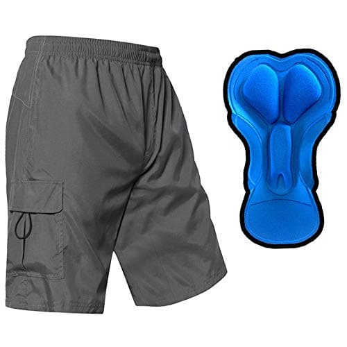 EZRUN Men's 3D Padded Mountain Bike Shorts Lightweight MTB Cycling Shorts (Grey,XL)