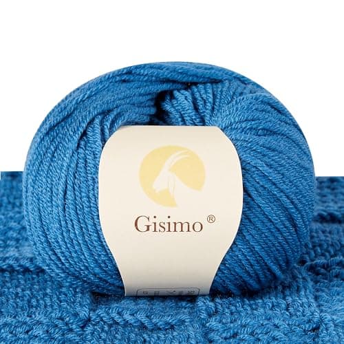 Gisimo 100% Merino Wool Yarn, 6-Ply Luxurious and Soft Yarn for Hand Knitting & Crocheting, 1.76 OZ/50g, 127 yds/116 Meters(Jazz Blue, 1 Ball)