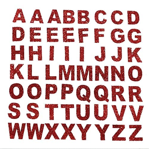 Comet Busters Self-Adhesive Glitter Alphabet Stickers for Art & Craft, Decorations, Project Work, School Work (STK01-4) (Red2)