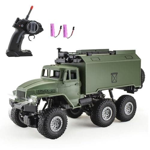 Hylukon Remote Control Car RC Military Truck 116 Scale Military Command Vehicle with LED Light 6WD OffRoad Crawler All Terrain Toy Car for Teen Adults