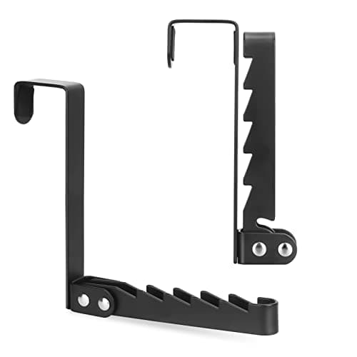 FYY Over the Door Hooks Hanger 1 Pack Collapsible Folding Over The Door Organizer Rack Space Saving Hanging Storage Hanger for Clothes Coats Towels for Bedroom Bathroom Black