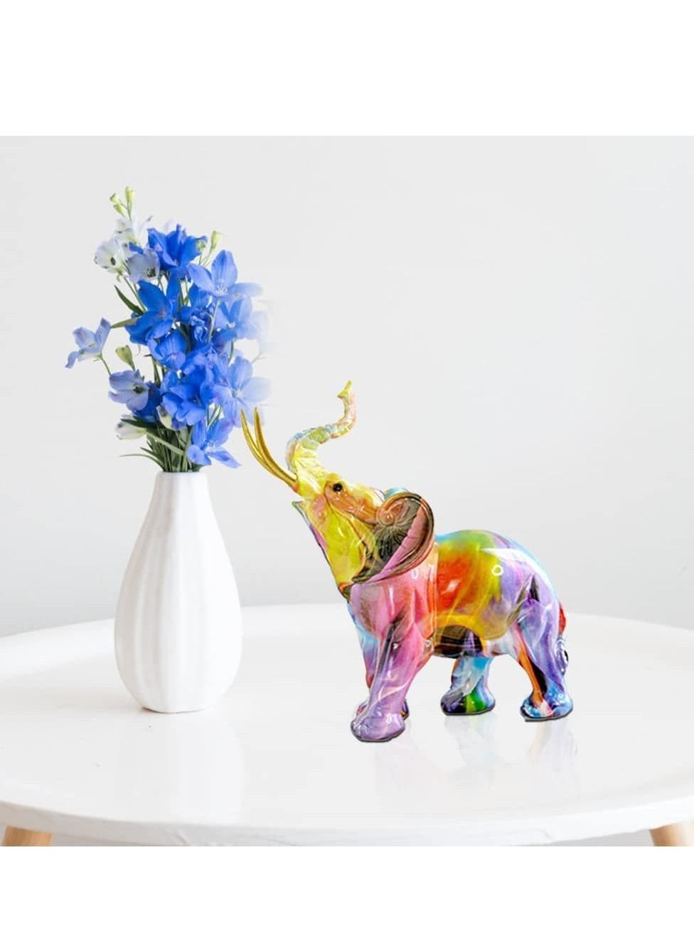 Elephant Decor Creativity Graffiti Figurines, Resin Colorful Statues Home Art Statue, Suitable for Filling Space in The Living Room, Bedroom, Office