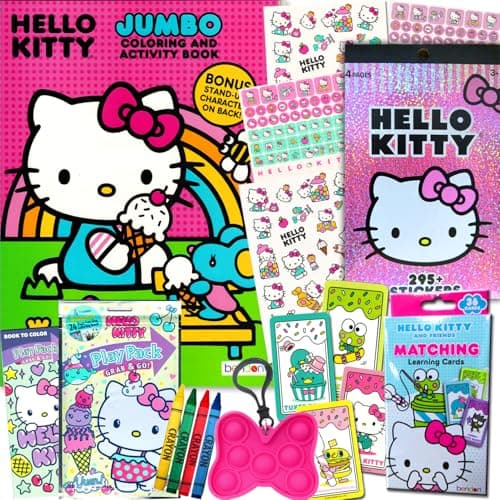 Hello Kitty Coloring and Acitivty Book Super Bundle for Kids Girls Set Includes Stickers Kids Coloring Book and More