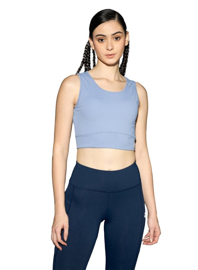 Solid Padded Sports Bra With Logo Detail