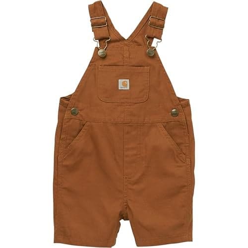 Carhartt Baby Loose Fit Overall Shorts Canvas Shortalls, Carhartt Brown, 3 Toddler
