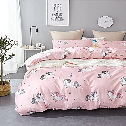 TIQH Cartoon Unicorn Print Reversible Soft Poly Cotton Ac BlanketDohar for Kids Multicolour Double Bed