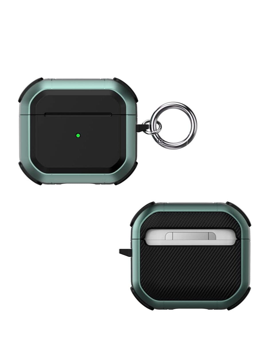 Case Cover Compatible with Airpods 3(2021) Cool Design Dual Color Shockproof Scratch -Resistant with Metal Hook Support Wireless Charging for AirPods 3 (Black)