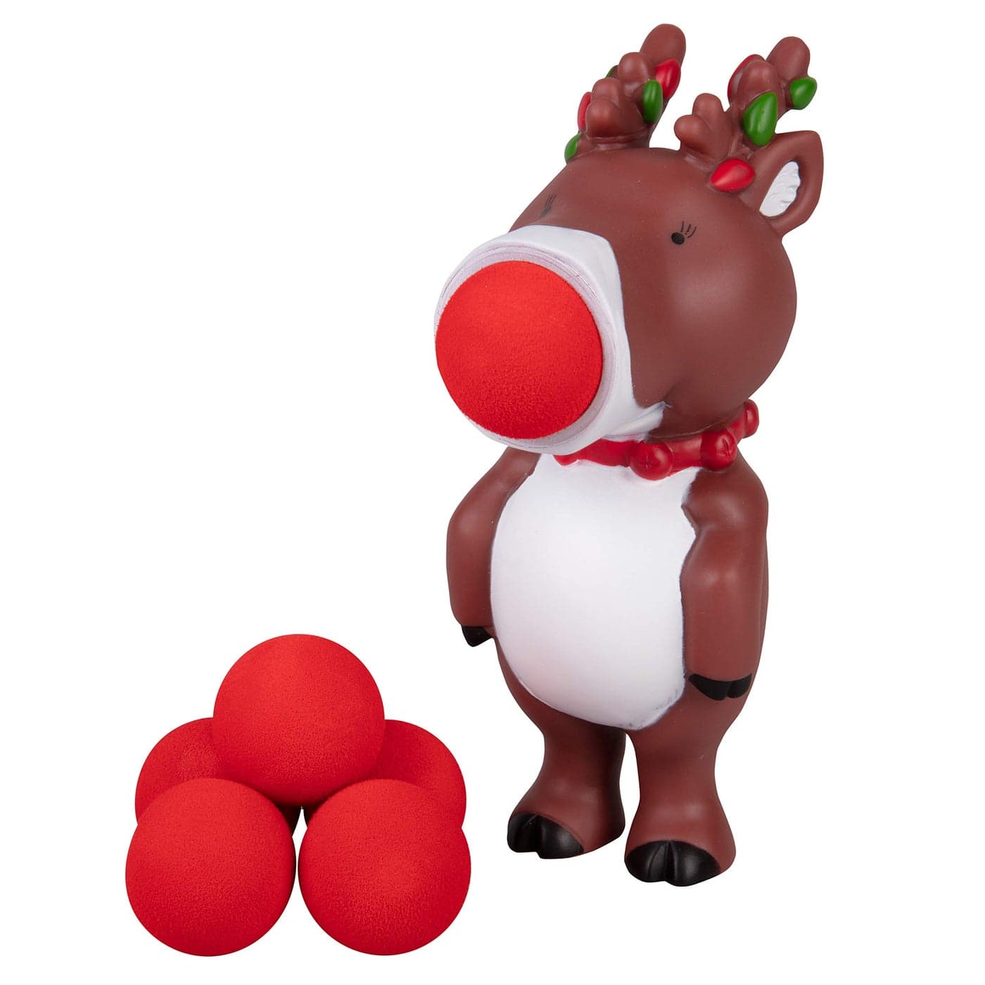 Hog Wild Christmas Reindeer Ball Popper Toy - Holiday Stocking Stuffer Includes 4 Soft Foam Balls - Squeeze to Pop Air Powered Balls Up to 20 Feet - Indoor/Outdoor Play - Gift for Kids, Girls, Boys