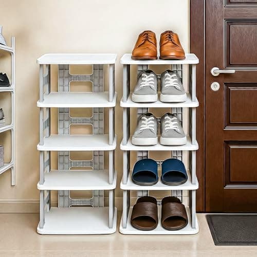 VERAT 5 Tier Shoes Rack/Foldable Shoe Rack/Adjustable Shoe Organizers/Shoe Rack Plastic/Shoe Stand Foldable/Multipurpose Footwear Stand for Home/Closet for Toys/Shoes/Slipers/Storage Organizer(Grey)