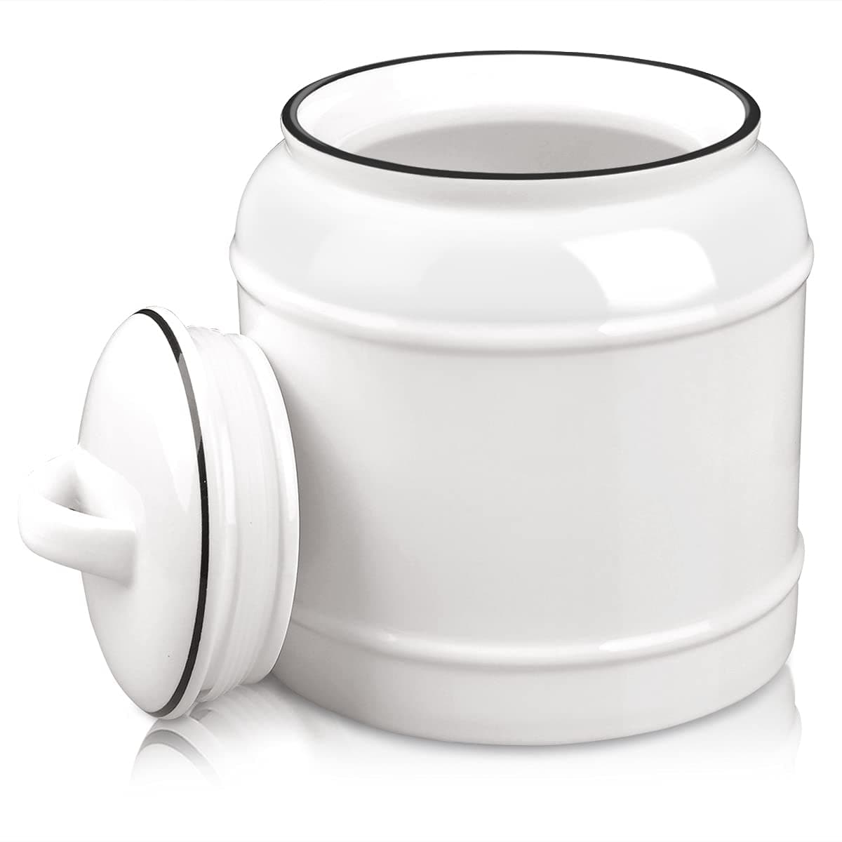 COCOYA 10cup85oz Large Ceramics Jar with LidBig Dry Food Storage Canister Container Porcelain Kitchen Countertop Pantry Farmhouse Round Heavy Store Candy Bean Flour Snacks Cookie Cereal White