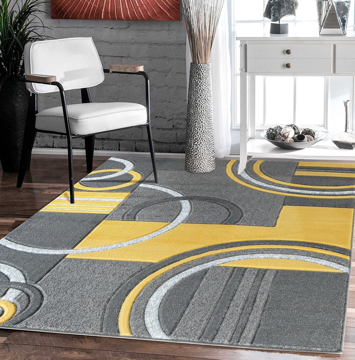GLORY RUGS Area Rug Modern Soft Hand Carved Contemporary Floor Carpet with Premium Fluffy Texture for Indoor Living Dining Room and Bedroom Area 4x6 Yellow