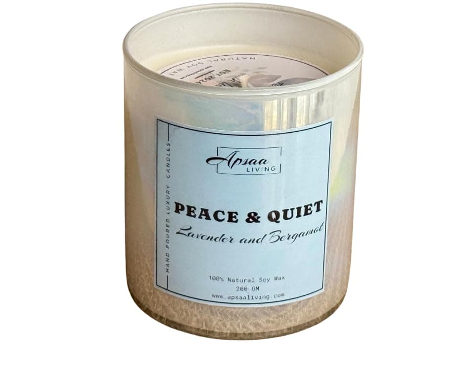 Apsaa Living Premium Scented Candle Non Toxic Natural Soy Wax Ideal for Home Dcor and Gifting Classique Collection Peace and Quiet Lavender and Bergamot Scented Candle 230g