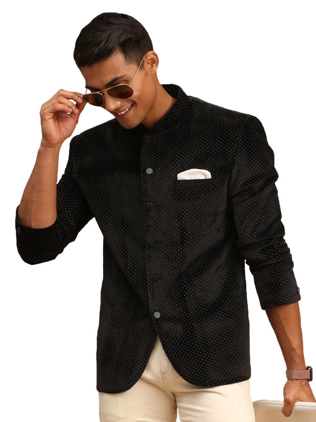 VASTRAMAY Men’s Black Velvet Jodhpuri | Festive