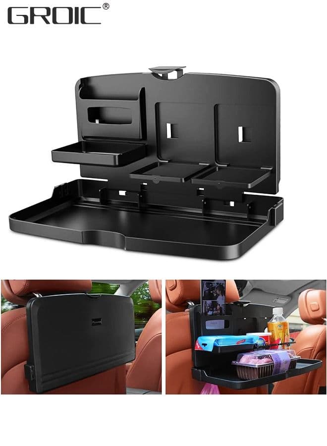 Multi-Functional Portable Foldable Car Seat Tray Desk,Black Portable Car Vehicle Back Seat Tray Table for Food, Meal, Car-mounted Back Seat Dining Table
