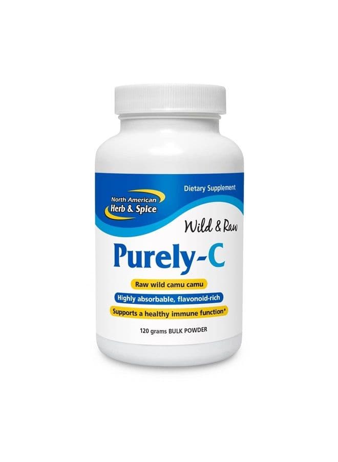 North American Herb & Spice Purely-C - 120g Bulk Powder - Raw, Whole Food Vitamin C - Healthy Immune Function - Highly Absorbable, Flavonoid-Rich - Non-GMO - 40 Servings