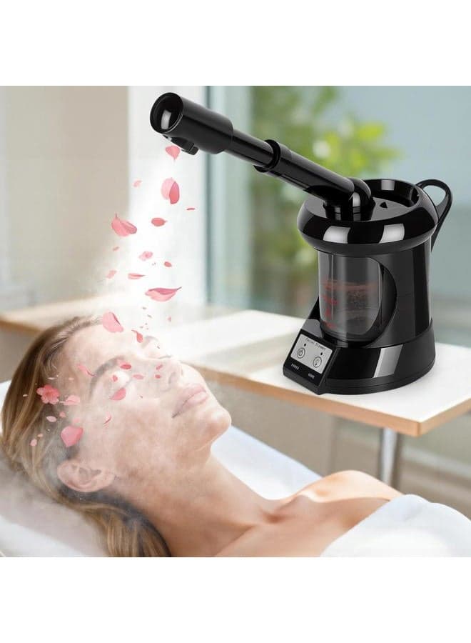 Facial Steamer Professional with More Steam for Deep Cleansing and Hydration, Face Steamer Featuring Extendable Arm, Steamer for Facial for Beauty, Spa and Home Use, Black