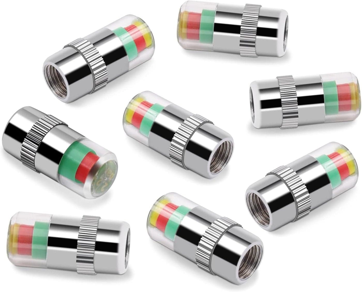 Tire Pressure Indicator Valve Caps - 8 Pack