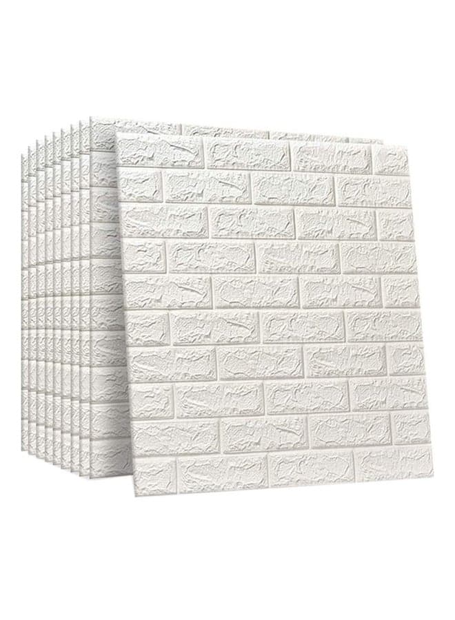 10-Piece Self-Adhesive PE Foam 3D Brick Pattern Wallpaper White 77x70x2cm