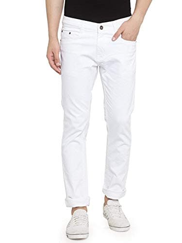 Ben Martin Men's Slim Fit Stylish Stretchable 34 Size White Cotton Denim High Rise Jeans Pant for Men, JJ3-5