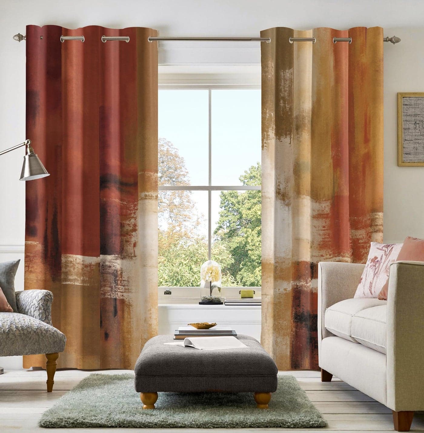 Asuexpect Burnt Orange Curtains 2 Panels Abstract Rust Curtain Room Darkening Grommet Window Treatments Modern Decorative for Bedroom Living Room 52x84 Inches