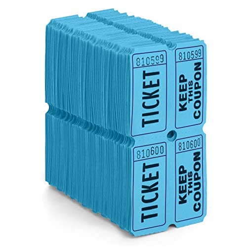 HENRY DOTS 5050 Double Raffle Tickets Blue 100 Ticket Count Per Pack Easy Tear Away Stubs for Contact Info Raffle Drum Tickets for Drinks Carnival Chinese Auction Events