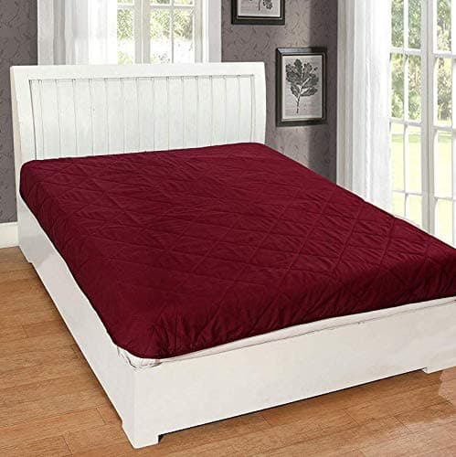 Rajasthan Crafts Microfiber Water Resistant and Dustproof King Size Double Bed Mattress Protector Maroon 78x72inch