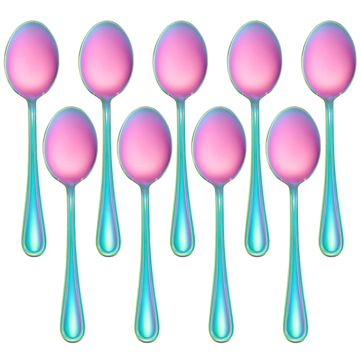 LIANYU 9Piece Rainbow Toddler Spoons Kids Baby Spoons Self Feeding Stainless Steel Children Silverware Set for 210 Year Old Preschooler Cutlery Flatware Set for Home School Dishwasher Safe